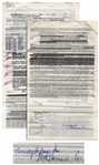 Moe Howard Twice-Signed Agreement From July 1960 Regarding The Three Stooges Stage Performances -- Also Initialed Numerous Times by Moe -- 2pp. Measures 8.5 x 14 & 8.5 x 12.5 -- Very Good